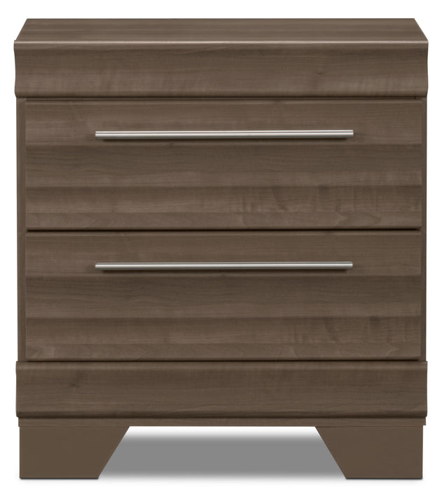 Olivia Bedside 2-Drawer Nightstand, 23.5\"W x 25.2\"H, Made in Canada - Grey