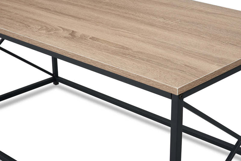 Kasey 42.25\" Modern 3-Pack Coffee + 2 End Tables - Dark Taupe with Black Metal Base