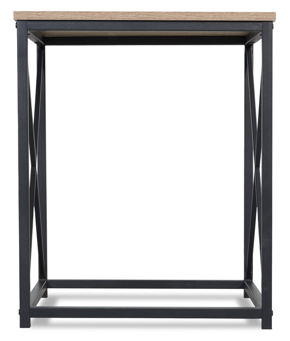 Kasey 42.25\" Modern 3-Pack Coffee + 2 End Tables - Dark Taupe with Black Metal Base