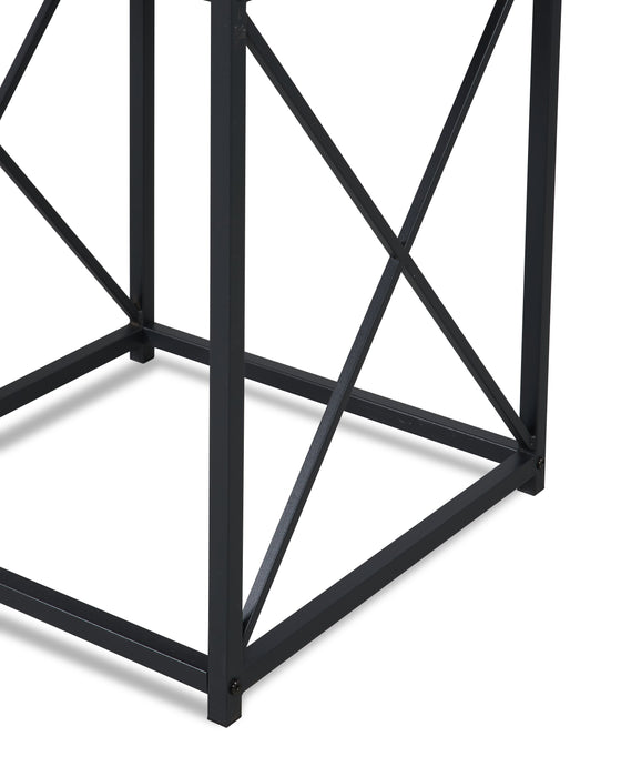 Kasey 42.25\" Modern 3-Pack Coffee + 2 End Tables - Dark Taupe with Black Metal Base