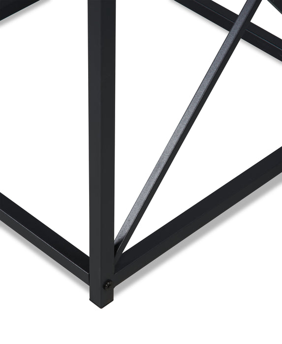 Kasey 42.25\" Modern 3-Pack Coffee + 2 End Tables - Dark Taupe with Black Metal Base