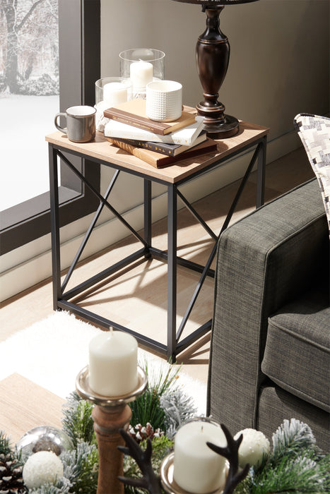 Kasey 42.25\" Modern 3-Pack Coffee + 2 End Tables - Dark Taupe with Black Metal Base