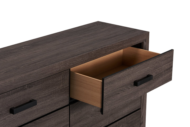 Kate 5pc Bedroom Set with Bed, Dresser & Mirror, Grey/Brown - Queen Size