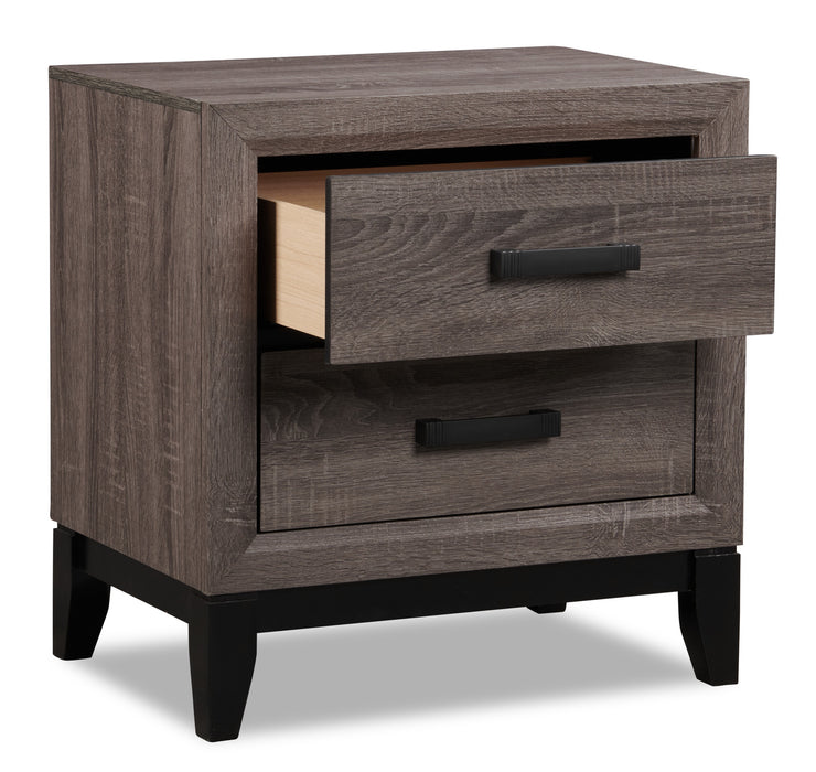 Kate Bedside 2-Drawer Nightstand, 23.6\"W x 24.8\"H - Grey/Brown