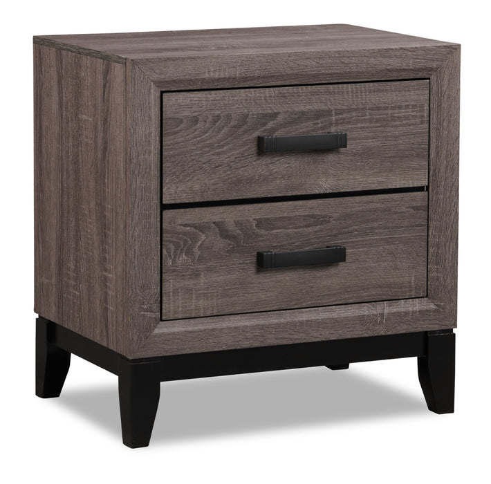 Kate Bedside 2-Drawer Nightstand, 23.6\"W x 24.8\"H - Grey/Brown