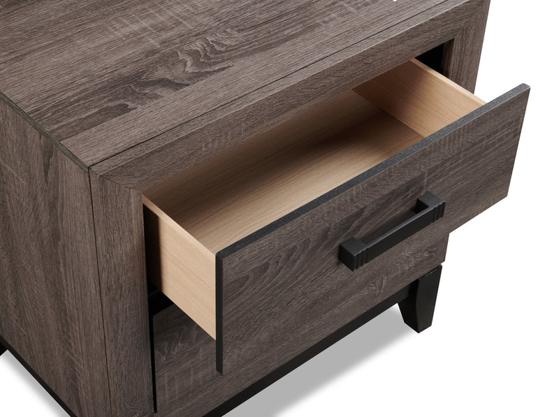 Kate Bedside 2-Drawer Nightstand, 23.6\"W x 24.8\"H - Grey/Brown