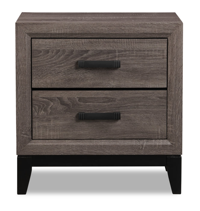 Kate Bedside 2-Drawer Nightstand, 23.6\"W x 24.8\"H - Grey/Brown