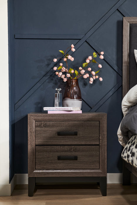Kate Bedside 2-Drawer Nightstand, 23.6\"W x 24.8\"H - Grey/Brown