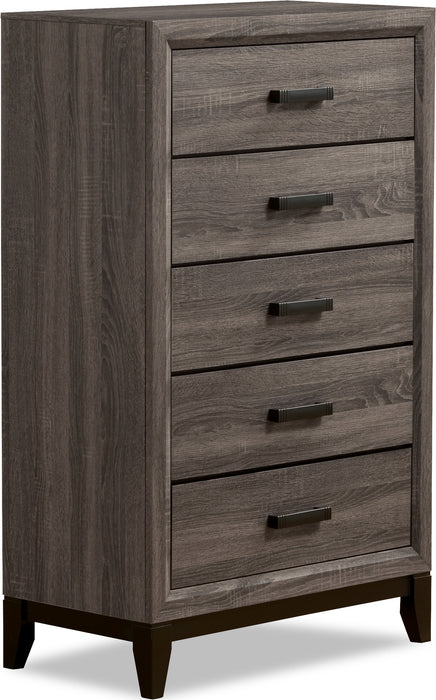 Kate Bedroom Chest of Drawers, 5-Drawer, 31.1\"W x 50.4\"H - Grey/Brown
