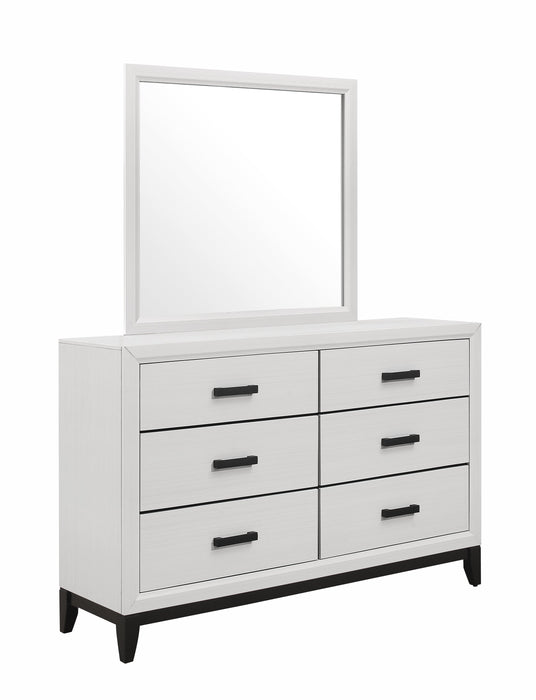 Kate 6pc Bedroom Set with Bed, Dresser, Mirror & Nightstand, White - Queen Size