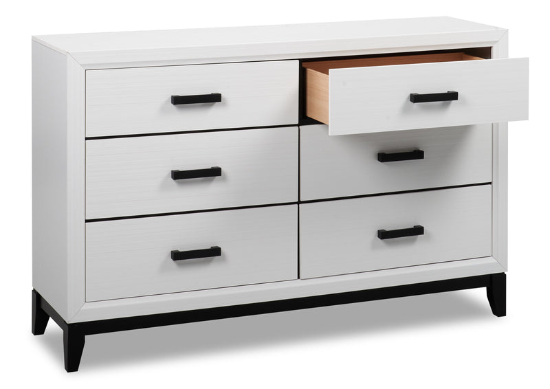 Kate Bedroom 6-Drawer Dresser, 58\"W x 37\"H - White