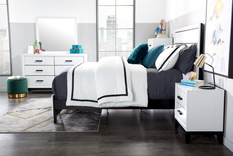Kate 6pc Bedroom Set with Bed, Dresser, Mirror & Nightstand, White - King Size