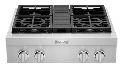 KitchenAid 30'' 4-Burner Commercial-Style Gas Range Top - KCGC500JSS - Range Top in Stainless Steel
