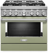 KitchenAid 5.1 Cu. Ft. Smart Dual Fuel Range with Self-Clean - Avocado Cream - KFDC506JAV