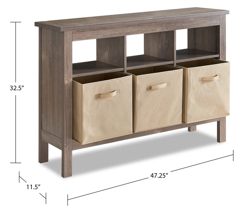 Kimberly 47.25\" Hall Table with Three Baskets - Beige