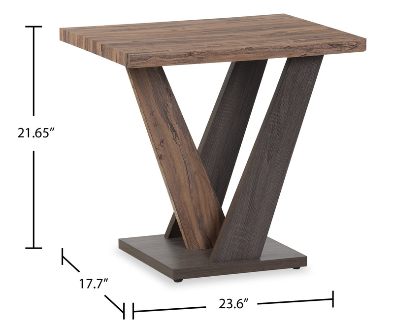 Kinsley 23.6\" Modern End Table - Dark Brown Wood