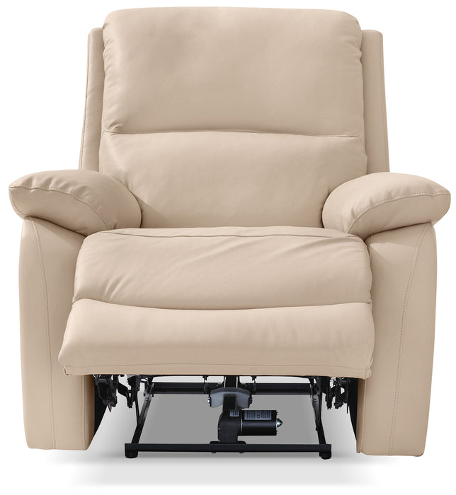 Grove 36\" Genuine Leather Power Reclining Chair with Adjustable Headrest - Cream