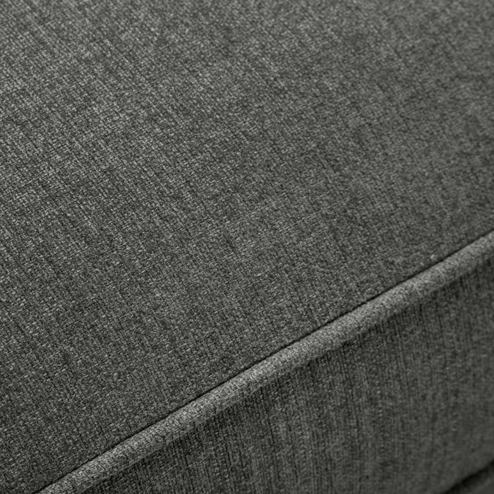 Cindy Crawford Home Gena 45\" Linen-Look Fabric Ottoman with Wood Base and Legs - Charcoal Grey