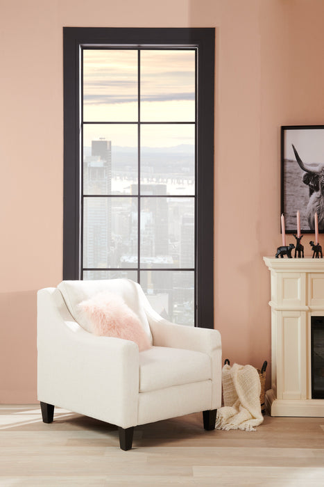 Made in Canada Cindy Crawford Home Kylie 32\" Linen-Look Fabric Chair with Button Tufting - Zeus Pearl