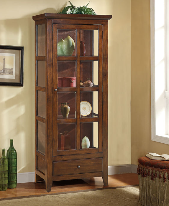 Bardini 28.25\" Display Cabinet with Framed Glass Door - Cherry Brown