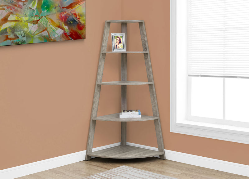 Ana 24\" Corner Bookcase with 4 Open Shelves - Dark Taupe