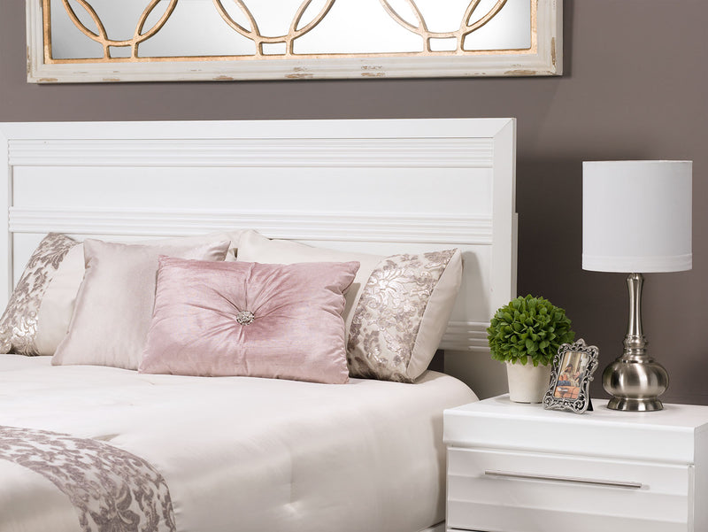 Olivia 5pc Bedroom Set with Storage Bed, Dresser & Mirror, Made in Canada, White - Full Size