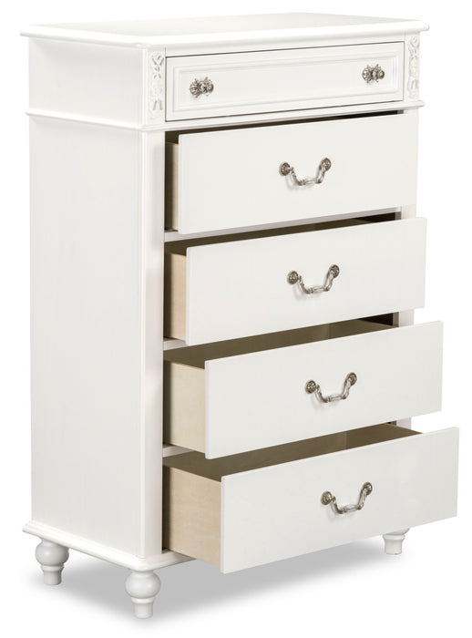 Livy 5-Drawer Bedroom Chest for Kids, 35\"W - White