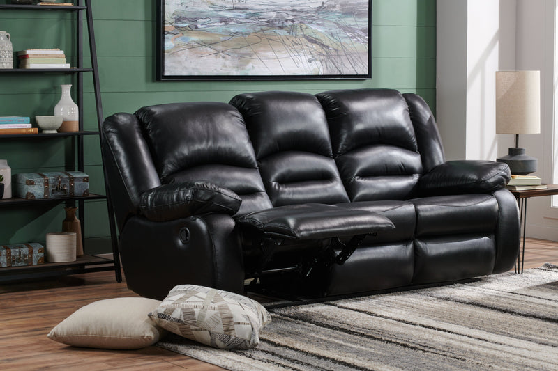Toreno 86\" Genuine Leather Reclining Sofa - Black