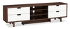 Lovran 71\" Modern TV Stand with Storage and Cable Management for TVs up to 80\"- Dark Walnut and White