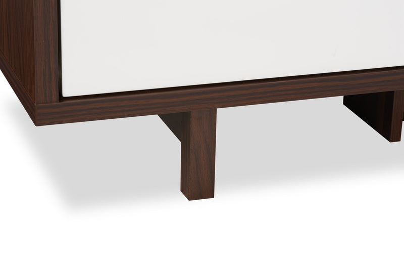 Lovran 71\" Modern TV Stand with Storage and Cable Management for TVs up to 80\"- Dark Walnut and White