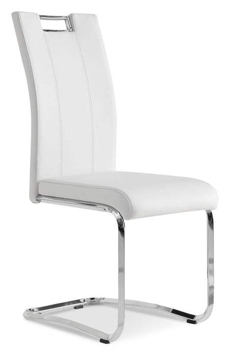 Tuxedo Dining Chair with Vegan-Leather Fabric, Metal - White