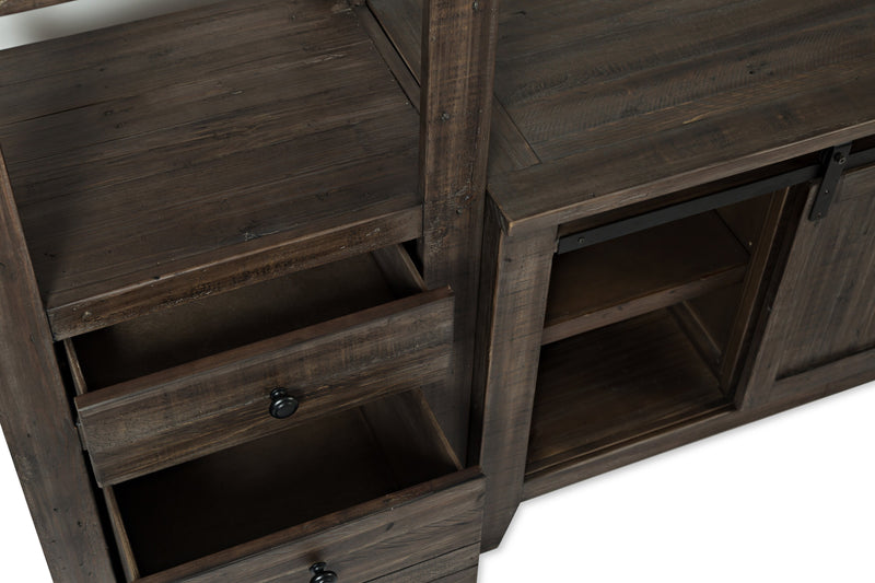 Madison 104\" Rustic 4-Piece Wall Unit Entertainment Centre with Storage and Cable Management for TVs up to 65\"- Brown