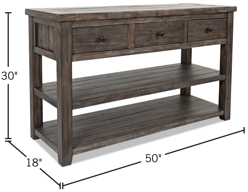 Madison 50\" Rustic Sofa Table with Storage and Shelf - Grey Brown Wood