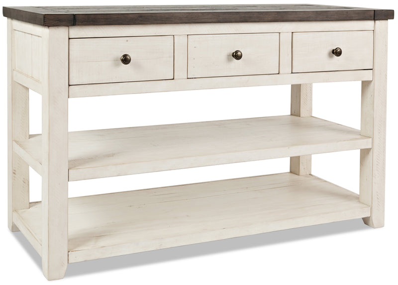 Madison 50\" Rustic Sofa Table with Storage and Shelf - White Wood