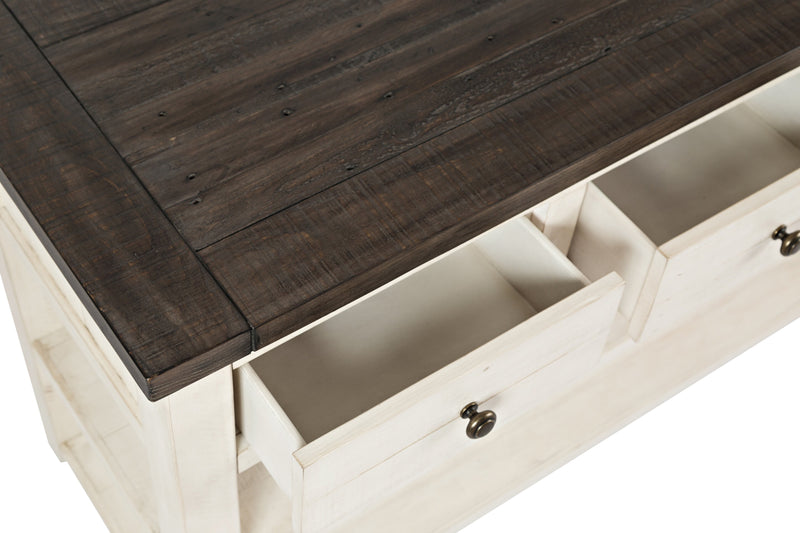 Madison 50\" Rustic Sofa Table with Storage and Shelf - White Wood