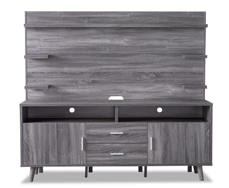 Malibu 72\" 2-Piece Entertainment Centre with Storage and Cable Management for TVs up to 80\"- Distressed Grey