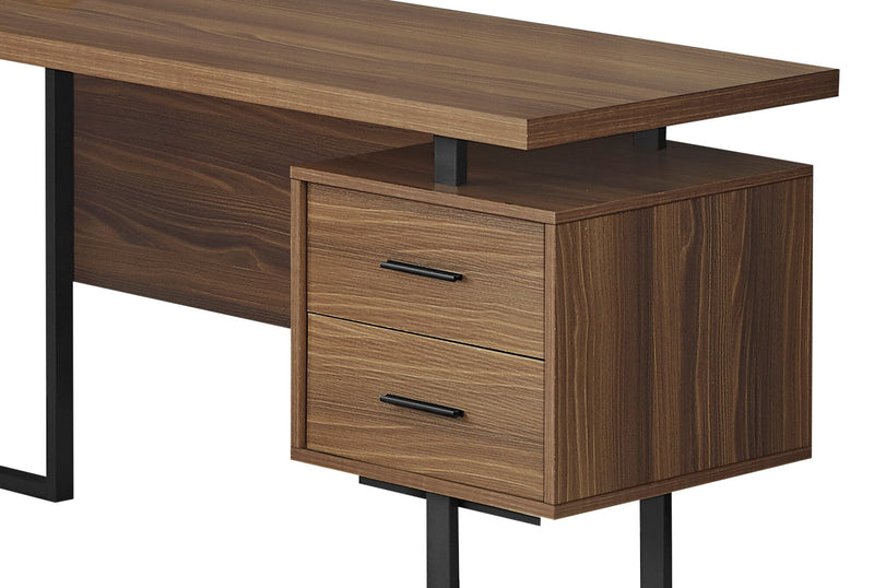 Marnie Reversible 71\" L-Shaped Corner Office Desk with 3-Drawers - Walnut