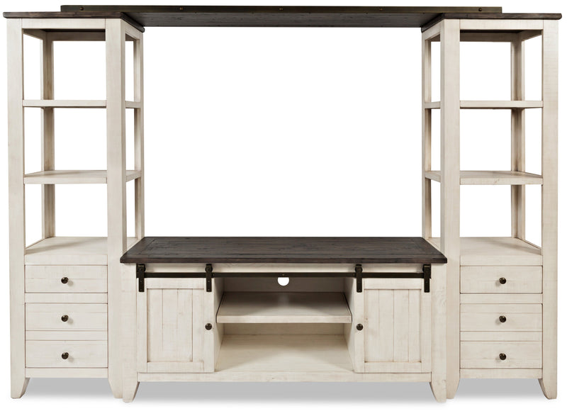 Madison 104\" Rustic 4-Piece Entertainment Centre with Storage and Cable Management for TVs up to 65\"- White