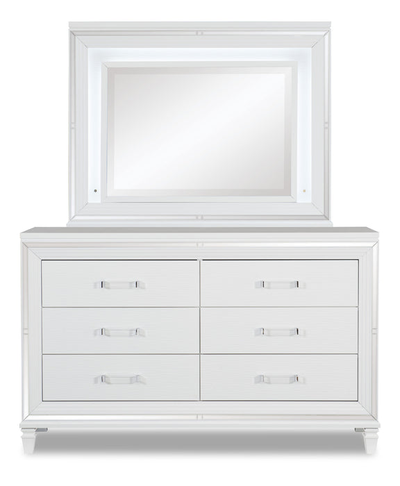 Max Bedroom 6-Drawer Dresser, 66\"W x 41\"H, Glam - White