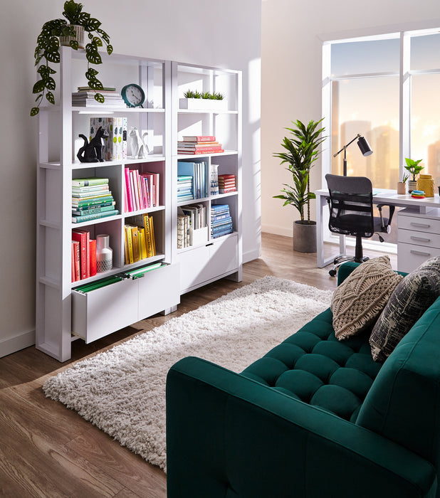 Oscar 47\" Reversible Office Desk with 3-Drawers - White