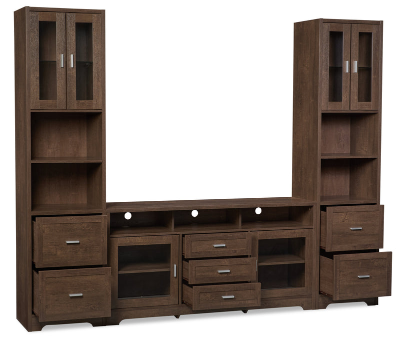 Melody 100\" 3-Piece Entertainment Centre with Storage and Cable Management for TVs up to 65\"- Brown