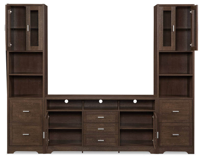 Melody 100\" 3-Piece Entertainment Centre with Storage and Cable Management for TVs up to 65\"- Brown