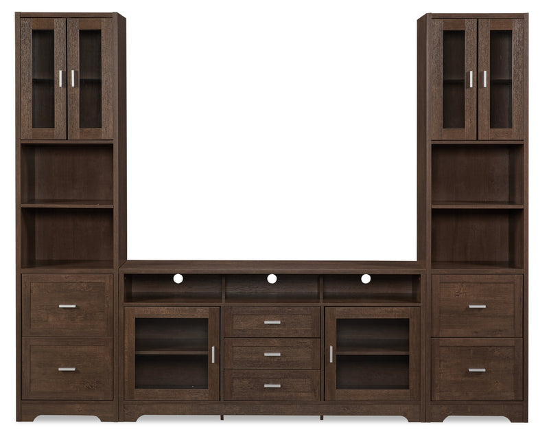 Melody 100\" 3-Piece Entertainment Centre with Storage and Cable Management for TVs up to 65\"- Brown