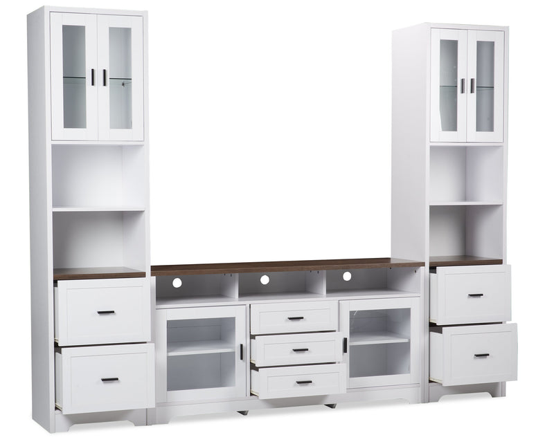 Melody 100\" 3-Piece Entertainment Centre with Storage and Cable Management for TVs up to 65\"- White