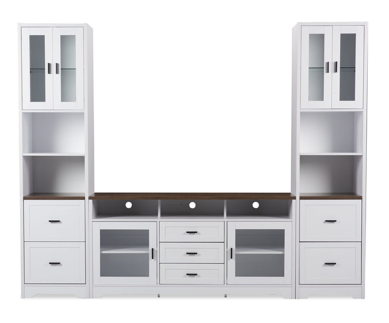 Melody 100\" 3-Piece Entertainment Centre with Storage and Cable Management for TVs up to 65\"- White