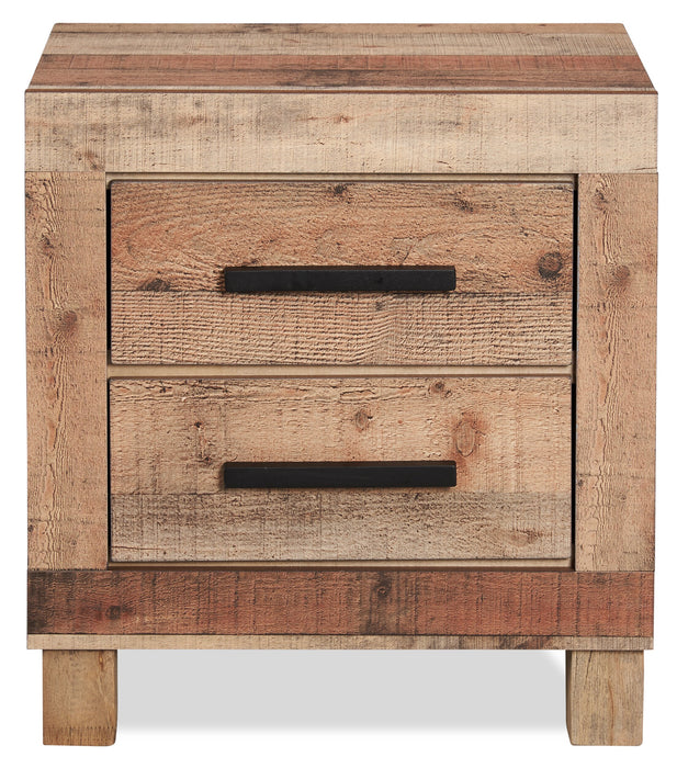 Mojave Bedside 2-Drawer Nightstand, 21.5\"W x 22.9\"H, Rustic - Natural Brown