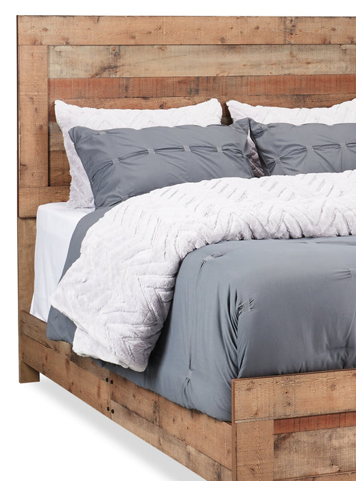 Mojave Panel Bed with Headboard & Frame, Rustic, Brown - Queen Size