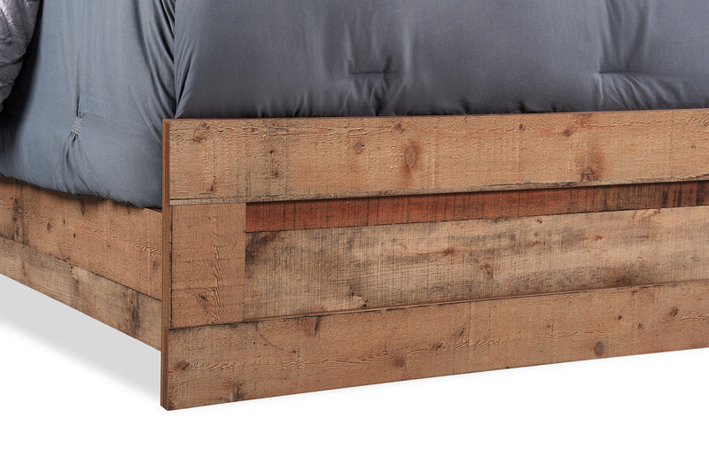 Mojave Panel Bed with Headboard & Frame, Rustic, Brown - Full Size