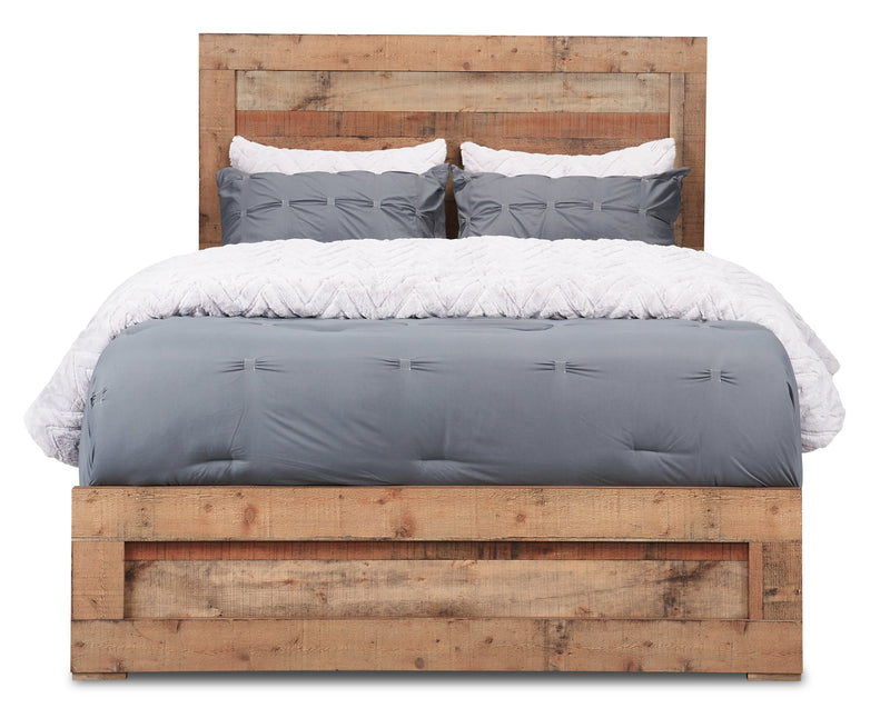 Mojave Panel Bed with Headboard & Frame, Rustic, Brown - King Size