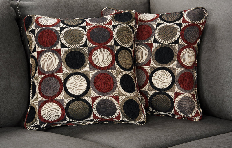 Made in Canada Morty 2-Piece Left-Facing Leather-Look Fabric Sofa Bed Sectional with Accent Pillows - Grey